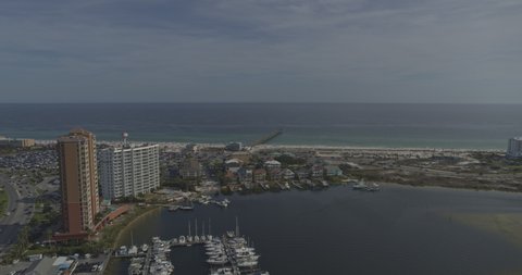 Pensacola Beach Florida Aerial v1 panning view of luxury high rise condos and the marina -  Inspire 2, X7, 6k - March 2020