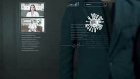 Business man is touching  holographic display with a virtual interface  , doctor analytic patient lungs . Concept of futuristic digital technology. Medical technology , coronavirus pandemic - Powered by Shutterstock - Get 15% off with code: PIKWIZARD15