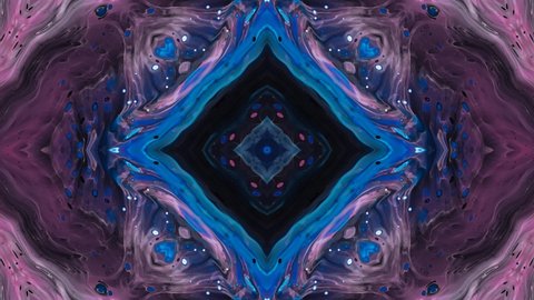 Abstract dark blue kaleidoscope background. Beautiful kaleidoscope seamless loop pattern. Unique kaleidoscope design