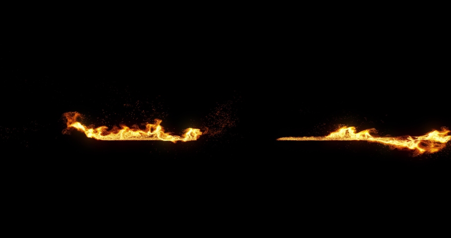 Fiery red line of energy visual effect loop.  Abstract flames dancing in a line. Divider line. 3D render, 4K loop Royalty-Free Stock Footage #1065491296