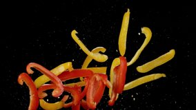 Bell Pepper slices coliding in slow motion. Shot with Phantom Flex 4K. - Powered by Shutterstock - Get 15% off with code: PIKWIZARD15