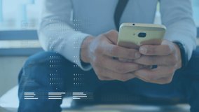 Animation of globe of network of connections and data processing over man using smartphone. digital interface global connection and communication concept digitally generated image. - Powered by Shutterstock - Get 15% off with code: PIKWIZARD15