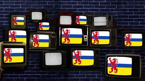 Flag of Dutch Limburg and Vintage Televisions.  