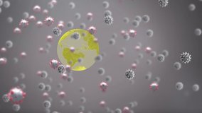 Animation of infection text with 3d covid 19 cells floating over globe on grey background. coronavirus covid 19 global pandemic health crisis concept digital composite. - Powered by Shutterstock - Get 15% off with code: PIKWIZARD15