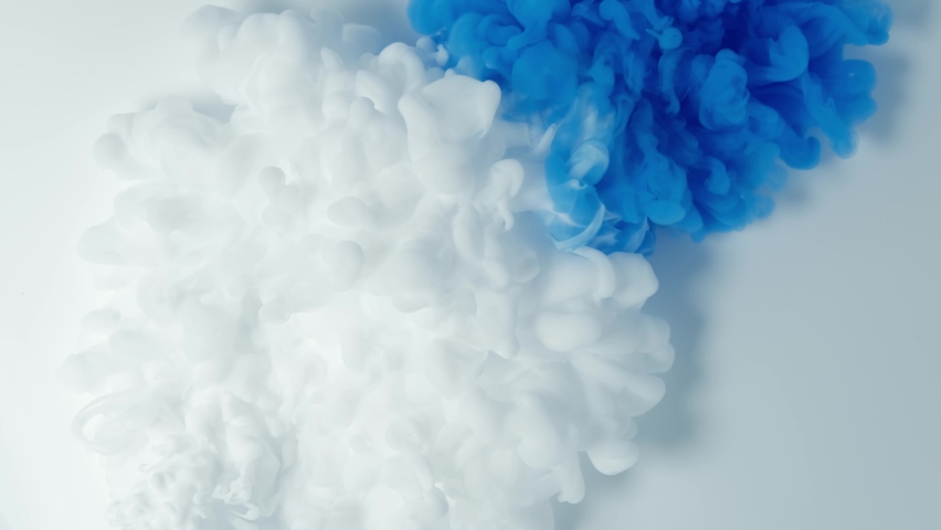 White and Blue cloud abstract ink mixed in water. Royalty-Free Stock Footage #1065516649