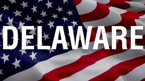 Delaware State flag waving. National 3d United States flag waving. U.S. Delaware seamless loop animation. American US State flag HD resolution Background. Wilmington Delaware flag closeup 1080p Full 