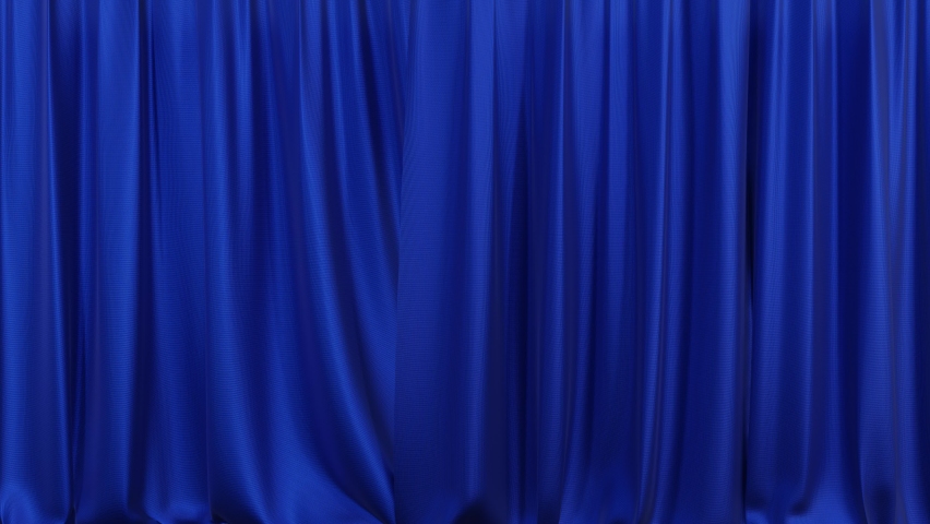 A realistic blue fabric curtain with pleats opens on a green screen. Theater curtain. 4K 3D animation | Shutterstock HD Video #1065532153