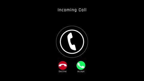 Incoming Call Screen Animation with Accept and Decline Option And Copy Space Placement on Black Background