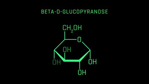 Beta-d-glucopyranose Molecular Structure Symbol Neon Animation on black background