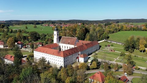 Aerial view of a monastery, Salesian Sisters monastery, Dietramszell
