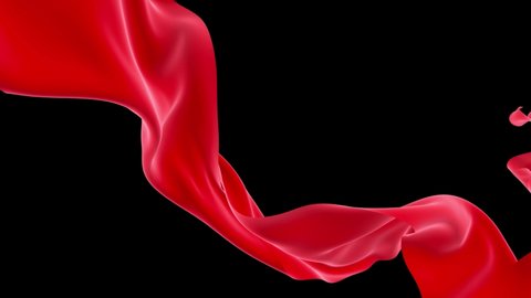 4k Wave red satin fabric Background.Wavy silk cloth fluttering in the wind.tenderness and airiness.3D digital animation of seamless flag waving ribbon streamer riband.