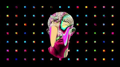 Trippy abstract Collage of statue. Great Trippy animation.