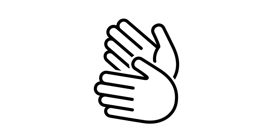Applause gesture. Clapping hands icon, sign. Animation, cartoon, clip art, illustration, vector. Web symbol in outline, black and white. Alpha channel. Time lapse. Royalty-Free Stock Footage #1065543445