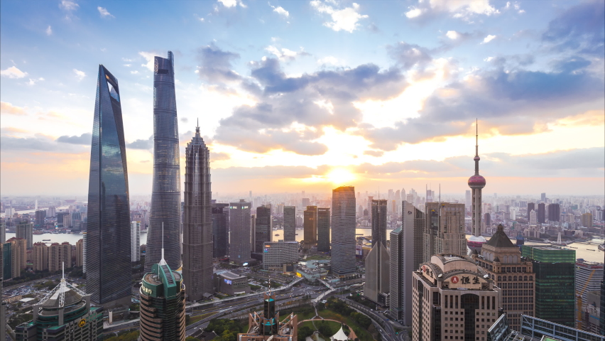 Time lapse of Shanghai skyline and cityscape (Day to night )