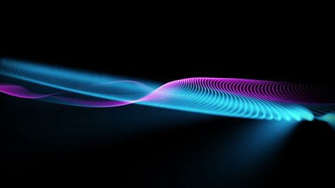 Futuristic video animation with particle wave object in slow motion, 4096x2304 loop 4K