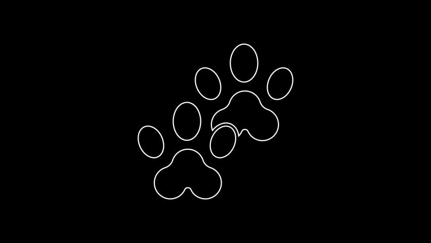 white line paw print icon isolated Stock Footage Video (100% Royalty ...