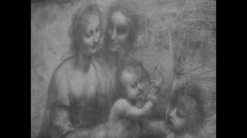 CIRCA 1962 - England's National Art-Collections Fund is able to raise enough money from the public to retain a charcoal da Vinci drawing.