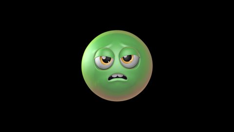 Face Vomiting 3D Animated Emoji. HD Smiley Emotion Icon Animation on Transparent Background. 3D Emoticon Motion Design Video.