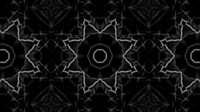 Black and white 3d background animation kaleidoscope effect 4k video.