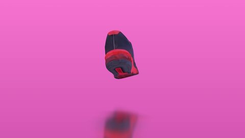 Nike sneakers on an isolated pink background. Nike sneakers rotates slowly in air. Realistic 3d animation: Chita. Russia. 15.01.2021