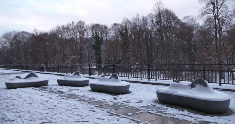 Haus der Kunst - house of art detail section of the terrace to the English Garden behind the building Munich Bavaria Germany 01.07.2021