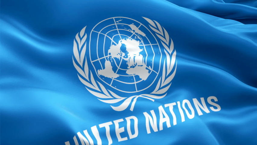 United Nations waving flag. National 3d animation of  UN flag waving. Sign of United Nations seamless loop animation. UN flag HD resolution Background. United Nations flag 1080p Full HD video -New York,4 May 2019
