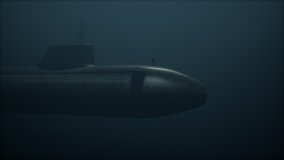 Submarine passes underwater in deep murky ocean. 3D Animation. - Powered by Shutterstock - Get 15% off with code: PIKWIZARD15
