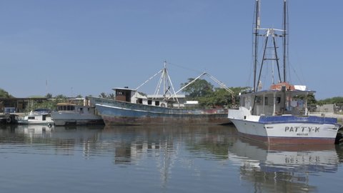 Ships in a Marina off the Coast of Honduras