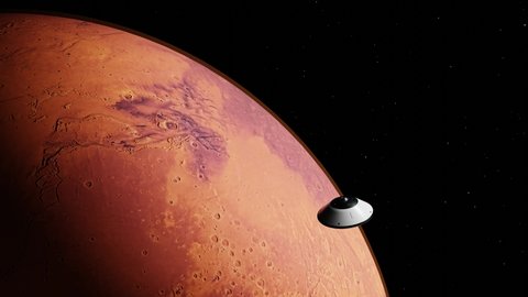 Mars rover landing capsule realistic 4K 3D render