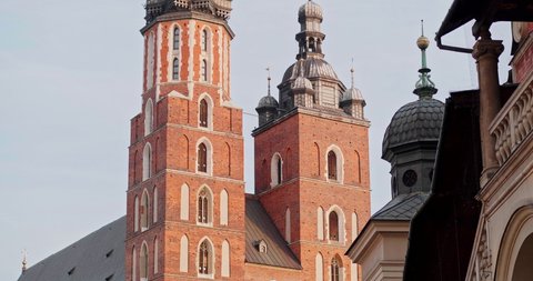 View of old town in Cracow, St. Mary Chruch