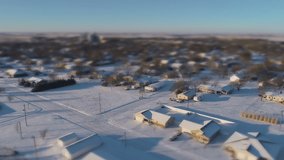 Aerial of Snowy Town Houses