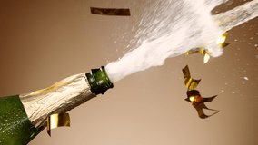 Super slow motion of Champagne explosion, opening champagne bottle closeup. Filmed on high speed cinema camera, 1000fps - Powered by Shutterstock - Get 15% off with code: PIKWIZARD15
