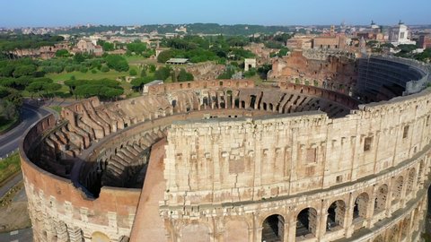 The Colosseum and the Imperial Forums in Rome
Beautiful aerial shot with drone around the Colosseum
