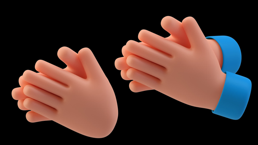 Clapping hands animation. Applause gesture. Emoticon sign. 3D cartoon emoji friendly funny style seamless looping 3D rendering video with alpha. Royalty-Free Stock Footage #1065710530