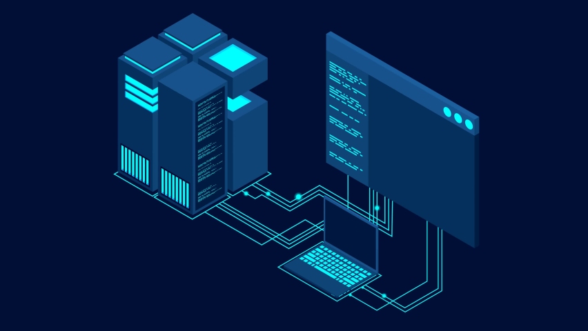 Concept of big data processing center loopable concept. Isometric Data center. Hosting server or data center room concept. 4K seamless loop video footage. Royalty-Free Stock Footage #1065724672