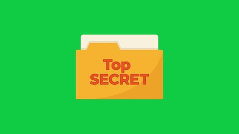 Top Secret Flat Animated Icon on Green Screen Background. 4K Animated Space and Universe Icon to Improve Your Project and Explainer Video.