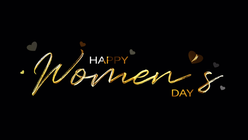 Happy Women's Day golden text with light effect. 4K 3D rendering isolated transparent with alpha channel Quicktime prores 4444. Seamless loop element for for Happy Women's Day title intro overlay.  | Shutterstock HD Video #1065738430