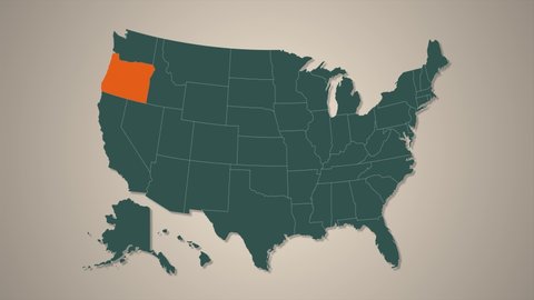 United States map Oregon federal state blinking