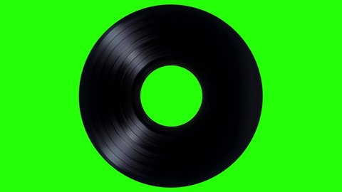 Vinyl Record is rotating on a Green Screen. 4K
