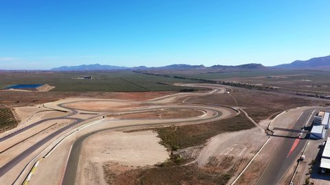 Andalusia Spain  December 2020 Aerial view of the Circuito De Almeria Race Track in the Tabernas Desert