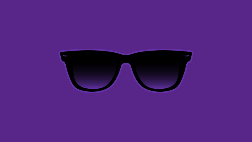 Black glasses on a purple background motion graphics 4k video