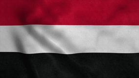 Flag of the Yemen, waving in wind. Realistic flag background