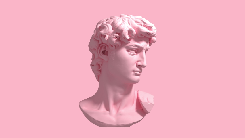 3d glitch of David head on pink background. 3D animation. 4K. Ultra high definition. 3840x2160. | Shutterstock HD Video #1065785689