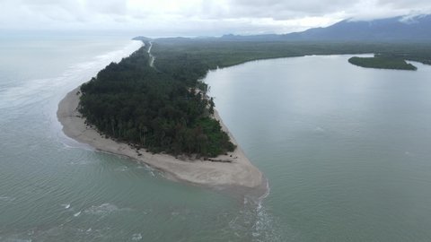 The Sematan Beach and Coastline of the most southern part of Sarawak and Borneo Island