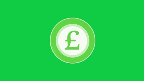 British Pound Coin Animated Icon on Green Screen Background. 4K Flat Animated Icon to Improve Your Project and Explainer Video.
