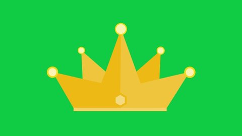 Crown Animated Icon on Green Screen Background. 4K Flat Animated Icon to Improve Your Project and Explainer Video.