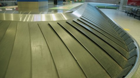 empty baggage claim tape at the airport