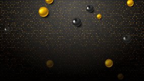 Abstract shiny motion background with golden dots and glossy beads. Seamless looping. Video animation Ultra HD 4K 3840x2160