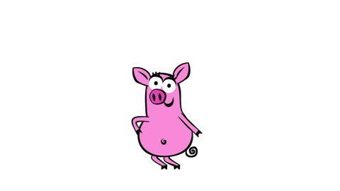 
animation pig dancing. Cute cartoon character dancing. cycle, alpha channel