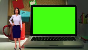 A young 3D avatar businesswoman lead group of business marketing team in a strategic meeting presentation with a green screen. Digital Marketing strategy analysis Meeting. - Powered by Shutterstock - Get 15% off with code: PIKWIZARD15
